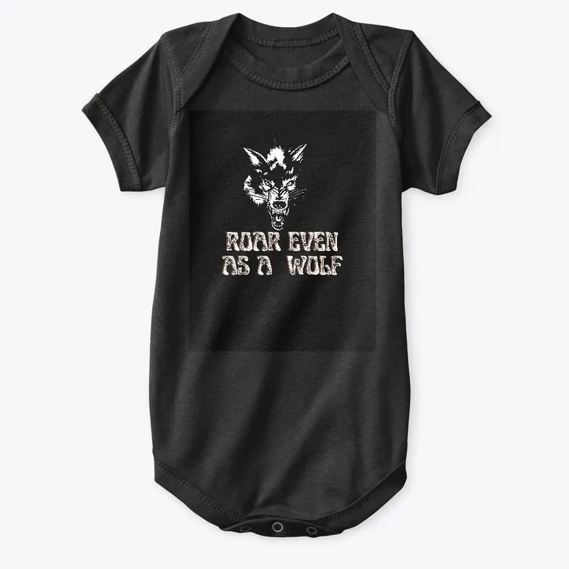 roar even as a wolf baby onesie