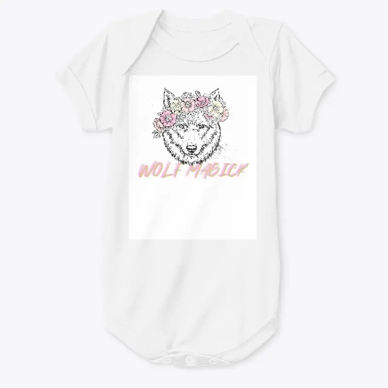 flowery wolf magick baby onesie